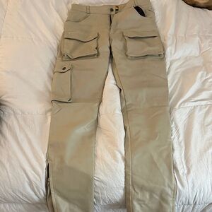 Men's Tan Leather Cargo Pants